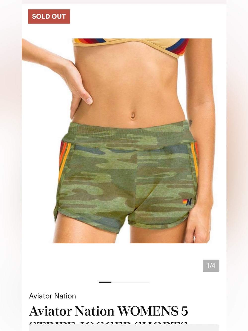 Aviator Nation Women's 5 Stripe Camo Stripe Jogger Shorts